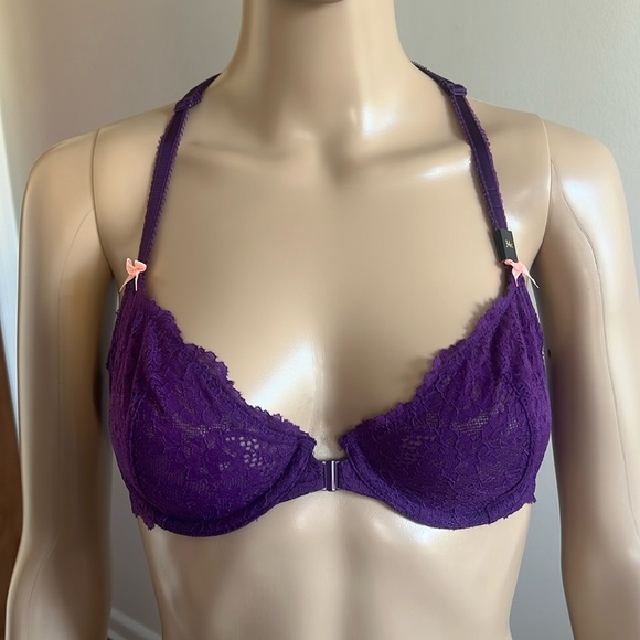 NWT Victoria's Secret Dream Angels Lace Racerback Bra Purple Size 34C - Picture 1 of 8